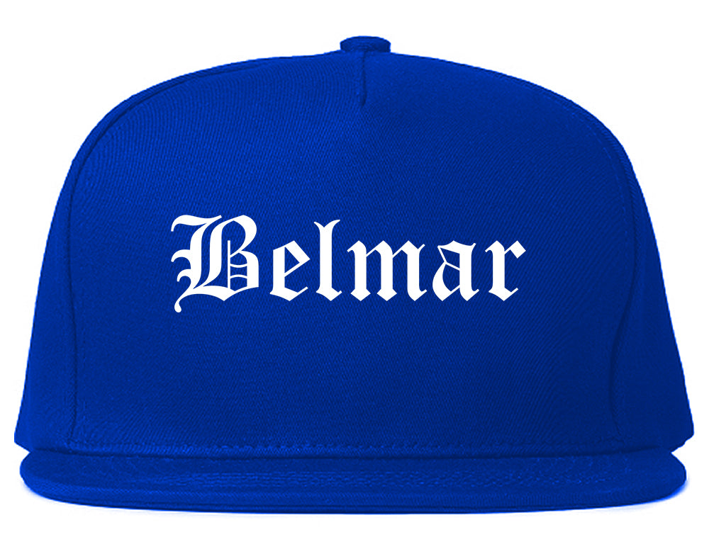 Belmar New Jersey NJ Old English Mens Snapback Hat Royal Blue