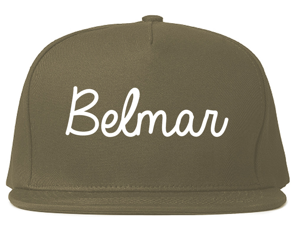 Belmar New Jersey NJ Script Mens Snapback Hat Grey