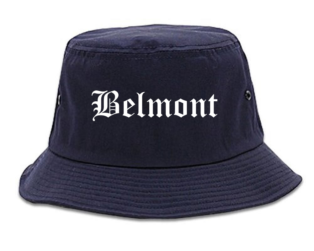 Belmont California CA Old English Mens Bucket Hat Navy Blue