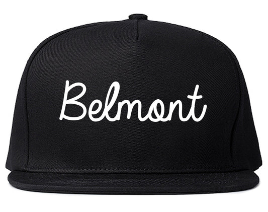 Belmont California CA Script Mens Snapback Hat Black