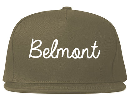 Belmont California CA Script Mens Snapback Hat Grey