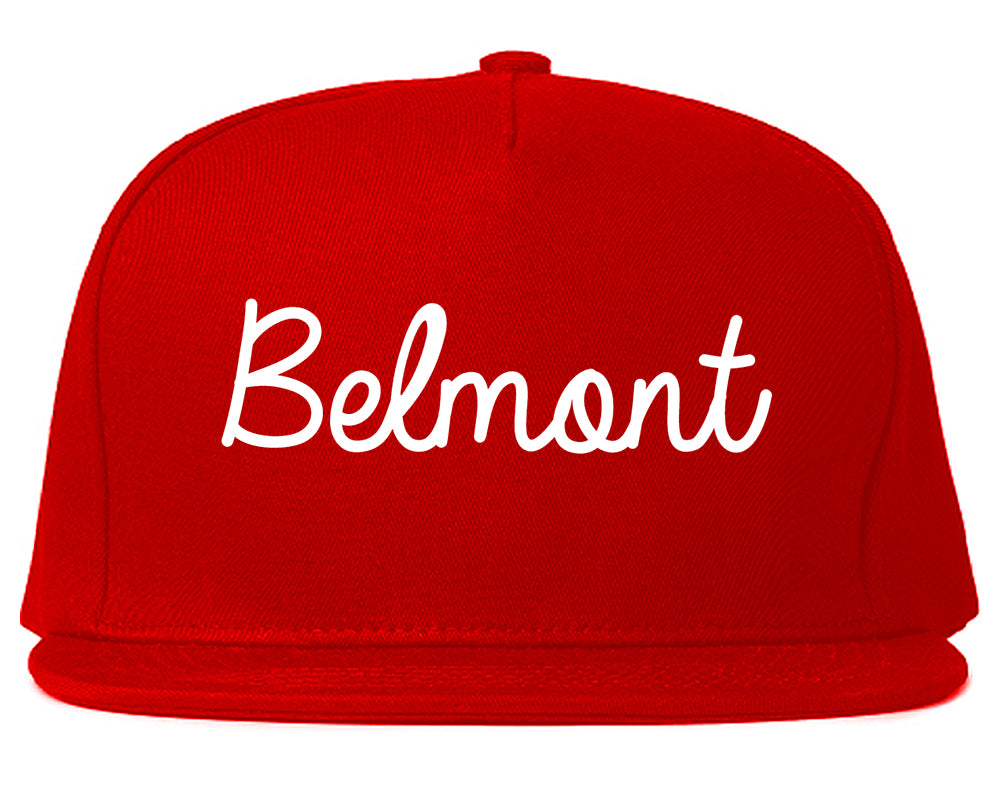 Belmont California CA Script Mens Snapback Hat Red
