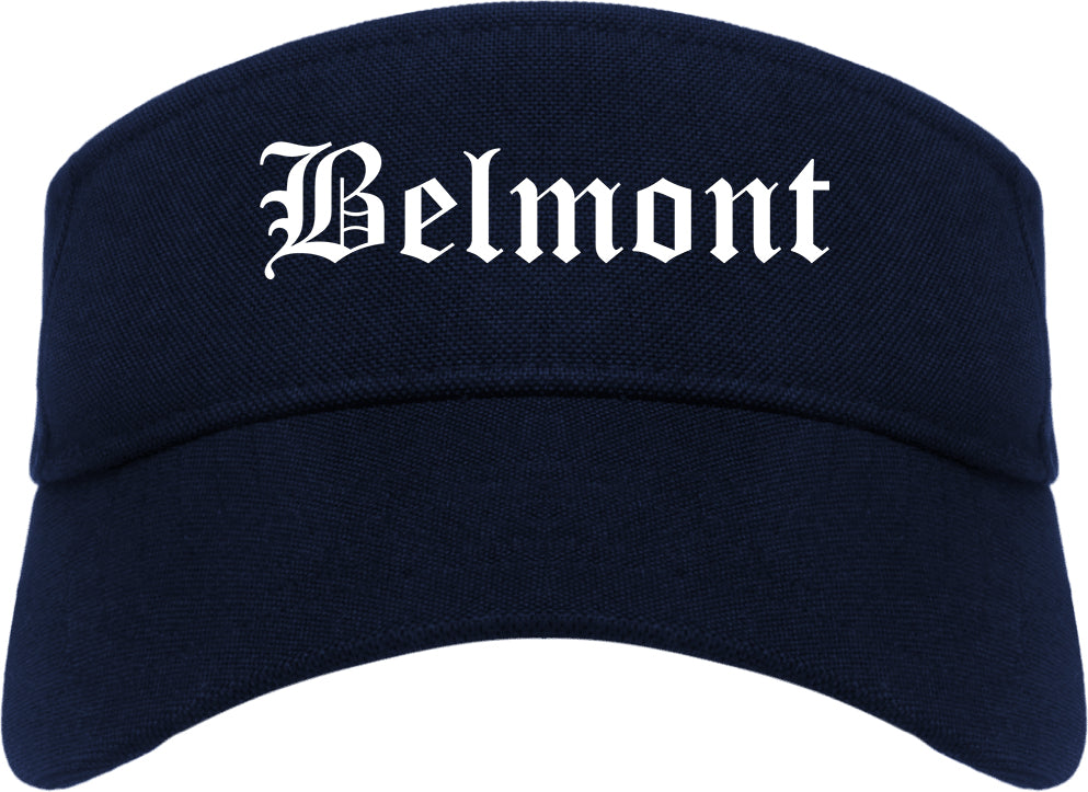 Belmont California CA Old English Mens Visor Cap Hat Navy Blue