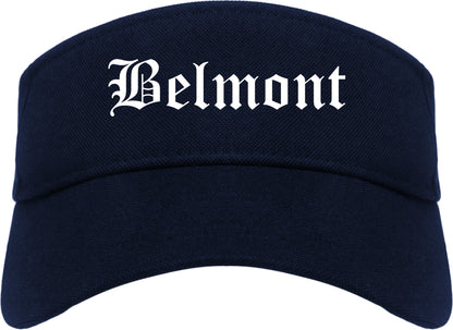 Belmont California CA Old English Mens Visor Cap Hat Navy Blue