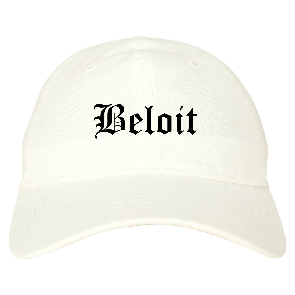 Beloit Wisconsin WI Old English Mens Dad Hat Baseball Cap White