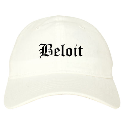 Beloit Wisconsin WI Old English Mens Dad Hat Baseball Cap White