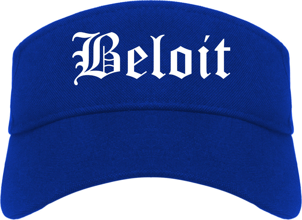 Beloit Wisconsin WI Old English Mens Visor Cap Hat Royal Blue