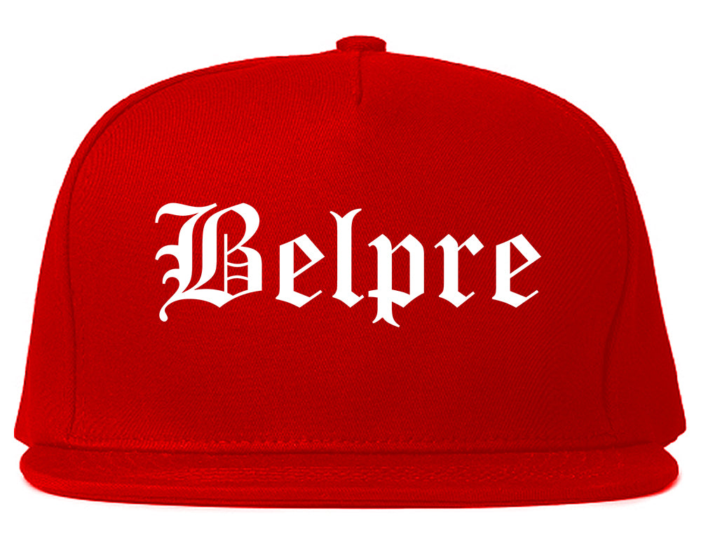 Belpre Ohio OH Old English Mens Snapback Hat Red