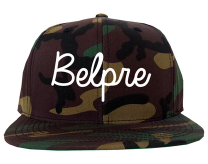Belpre Ohio OH Script Mens Snapback Hat Army Camo