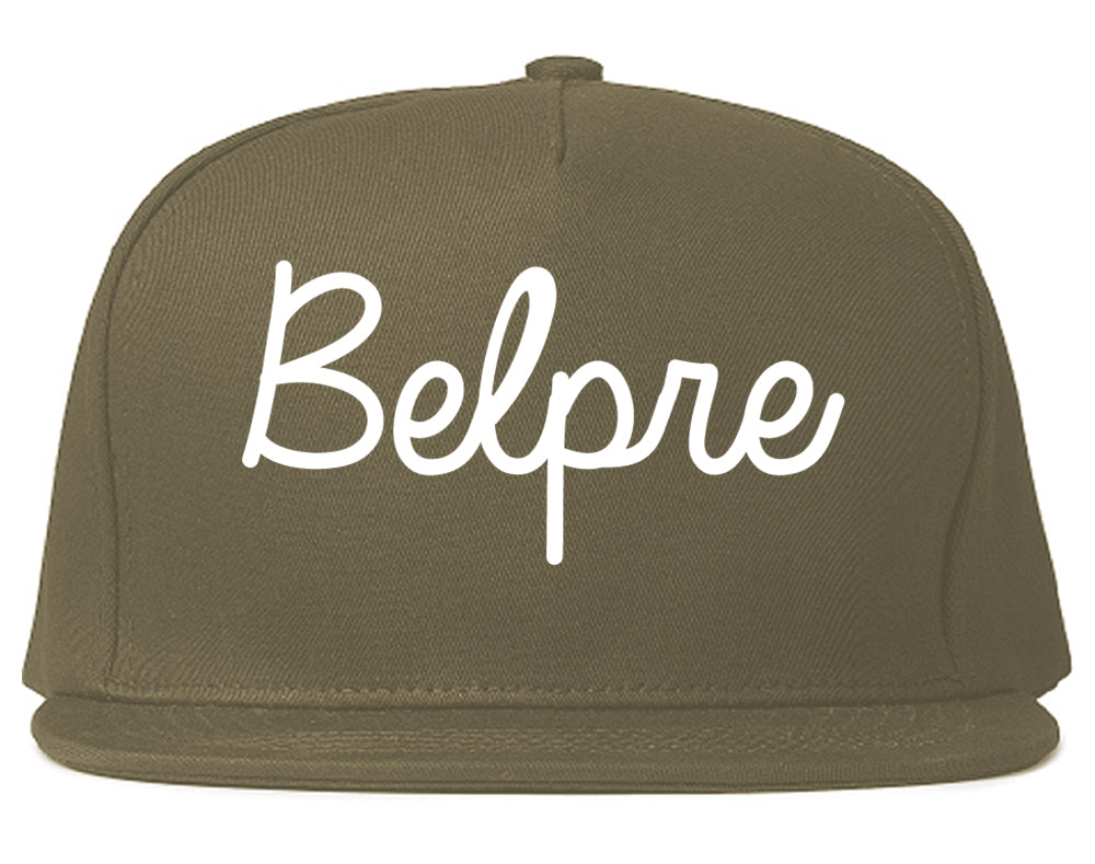Belpre Ohio OH Script Mens Snapback Hat Grey
