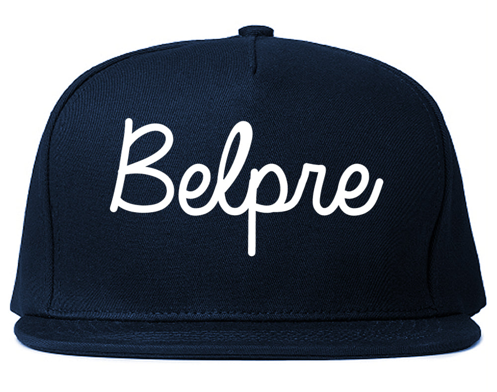 Belpre Ohio OH Script Mens Snapback Hat Navy Blue