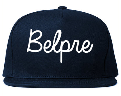 Belpre Ohio OH Script Mens Snapback Hat Navy Blue