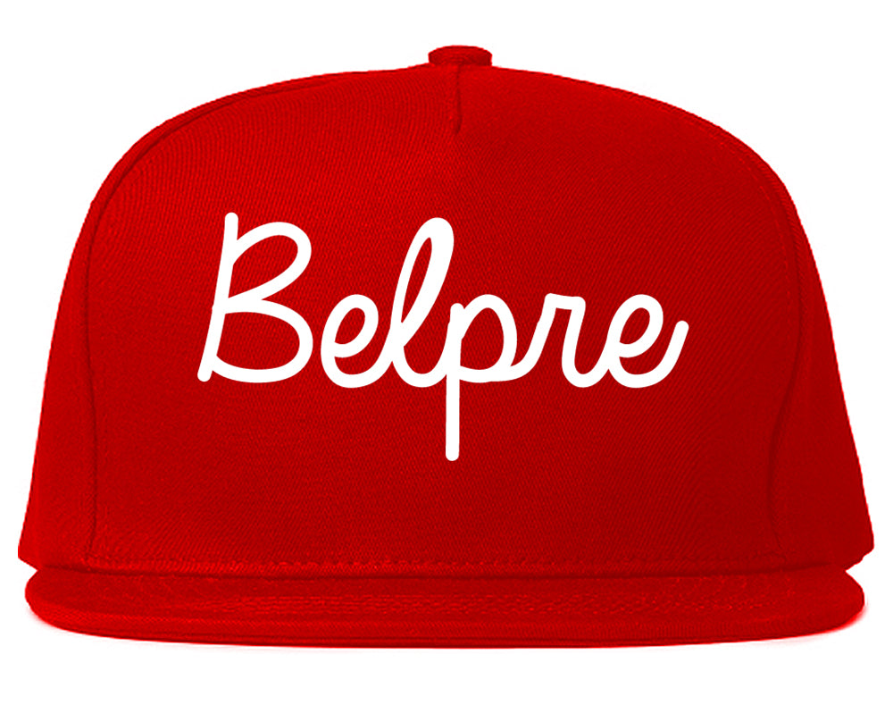 Belpre Ohio OH Script Mens Snapback Hat Red