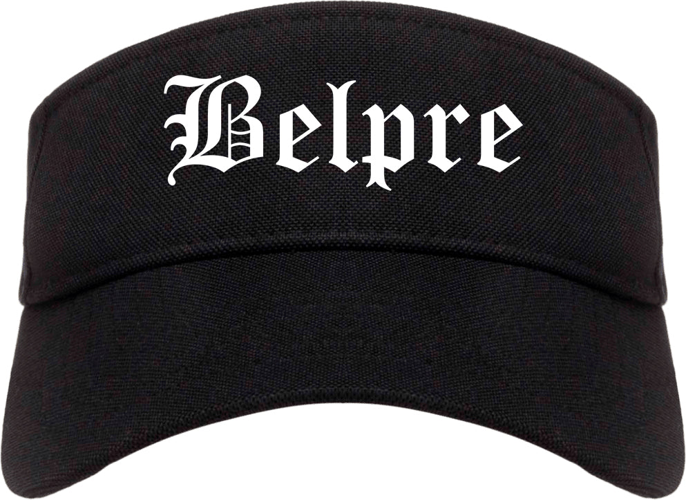 Belpre Ohio OH Old English Mens Visor Cap Hat Black