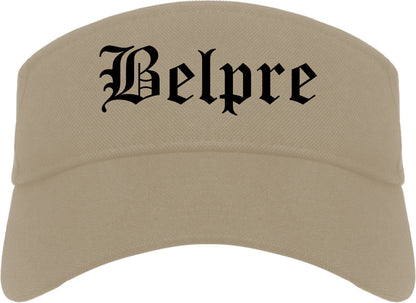 Belpre Ohio OH Old English Mens Visor Cap Hat Khaki