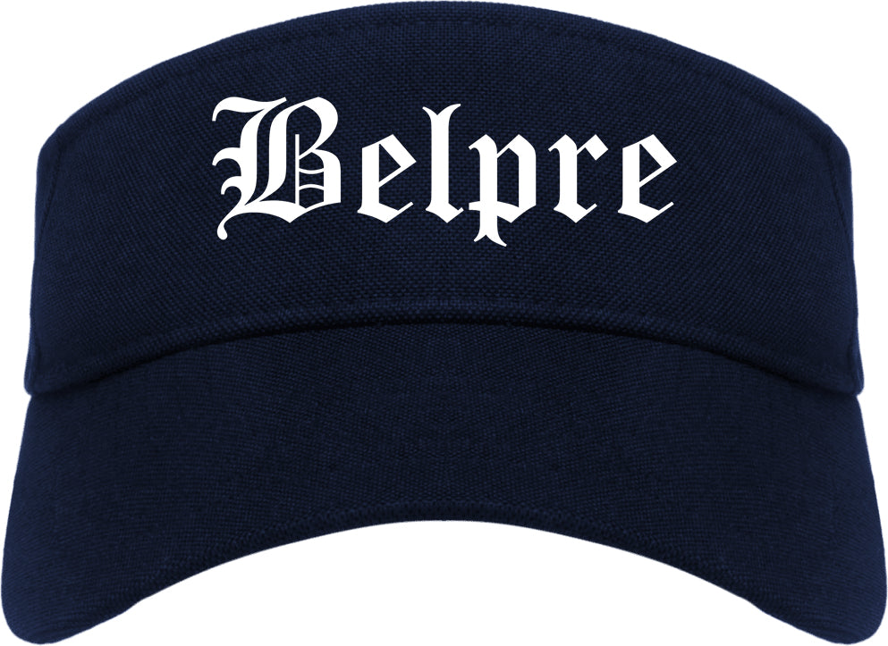 Belpre Ohio OH Old English Mens Visor Cap Hat Navy Blue