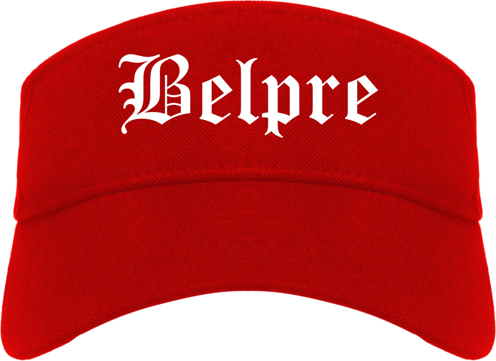 Belpre Ohio OH Old English Mens Visor Cap Hat Red