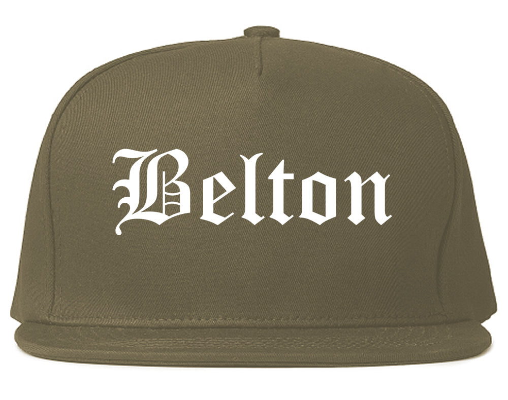 Belton Missouri MO Old English Mens Snapback Hat Grey