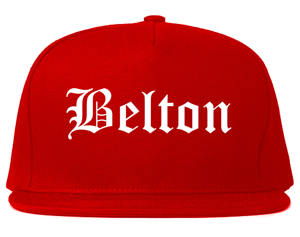 Belton Missouri MO Old English Mens Snapback Hat Red