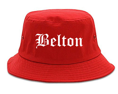 Belton Missouri MO Old English Mens Bucket Hat Red