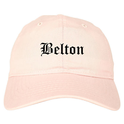 Belton Missouri MO Old English Mens Dad Hat Baseball Cap Pink