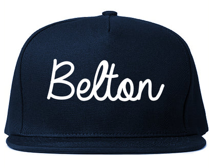 Belton Missouri MO Script Mens Snapback Hat Navy Blue