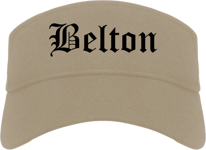 Belton Missouri MO Old English Mens Visor Cap Hat Khaki