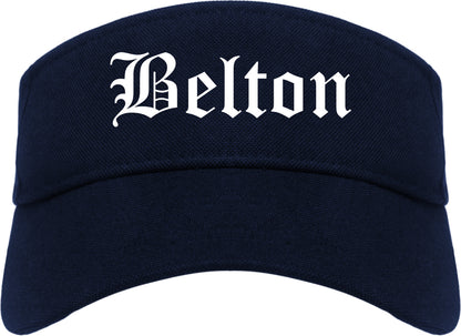 Belton Missouri MO Old English Mens Visor Cap Hat Navy Blue