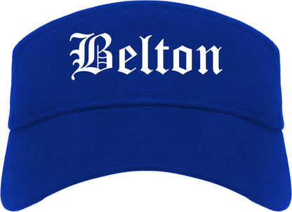 Belton Missouri MO Old English Mens Visor Cap Hat Royal Blue