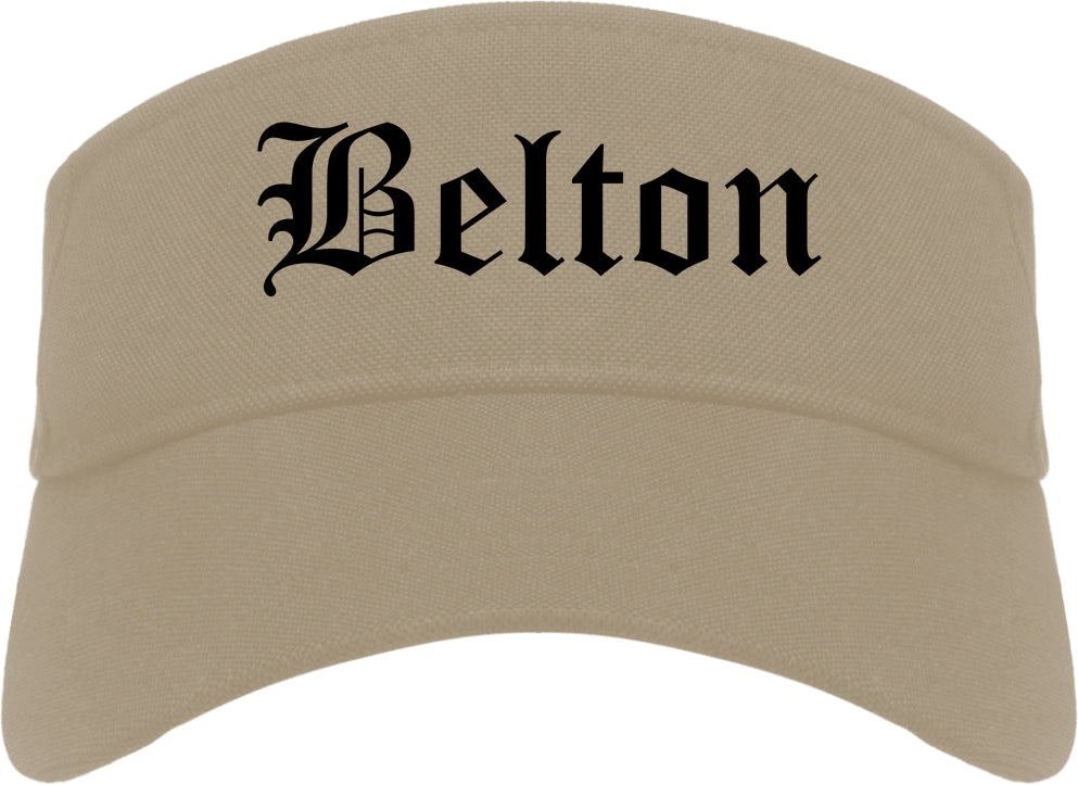 Belton South Carolina SC Old English Mens Visor Cap Hat Khaki