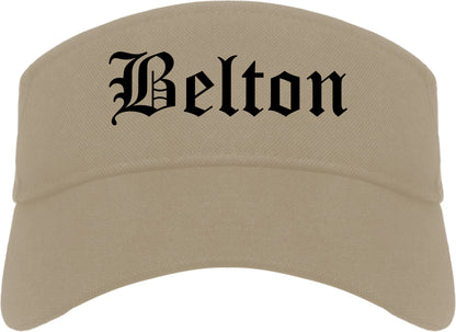 Belton South Carolina SC Old English Mens Visor Cap Hat Khaki