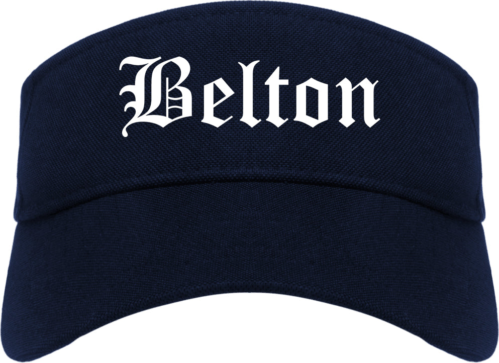 Belton South Carolina SC Old English Mens Visor Cap Hat Navy Blue