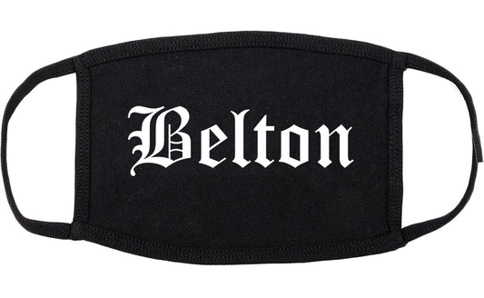 Belton Texas TX Old English Cotton Face Mask Black