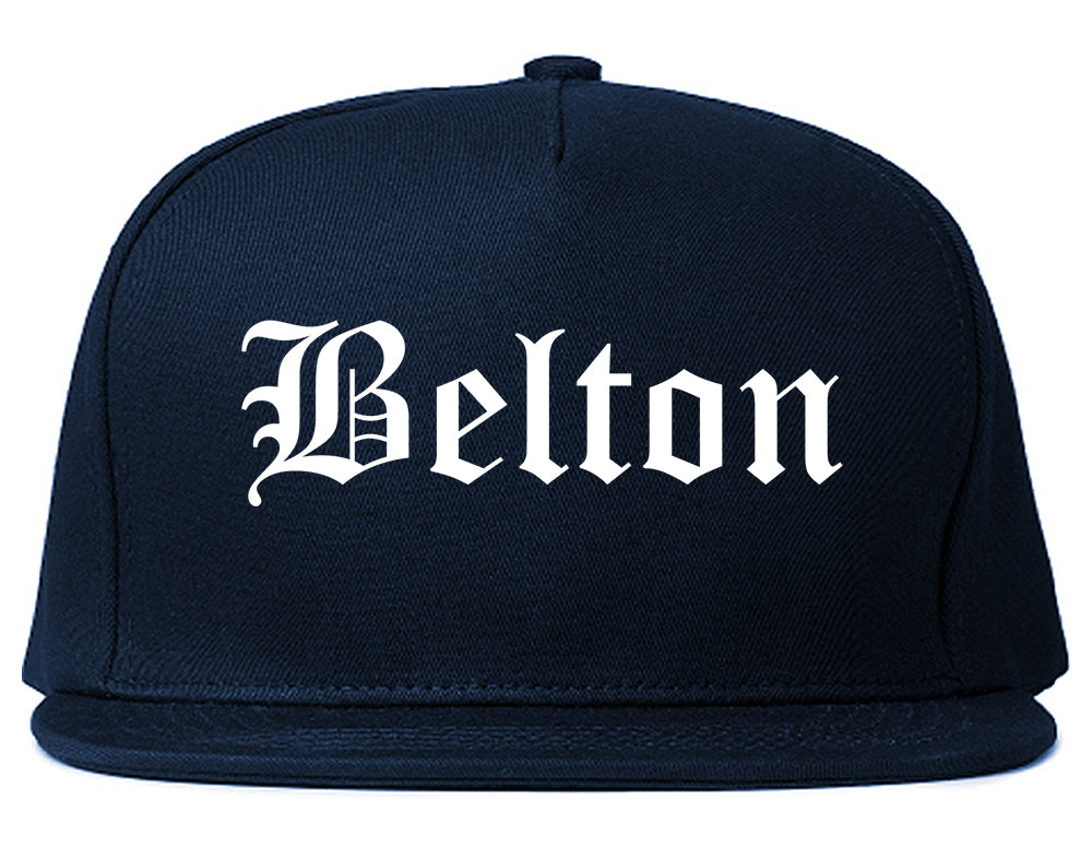 Belton Texas TX Old English Mens Snapback Hat Navy Blue