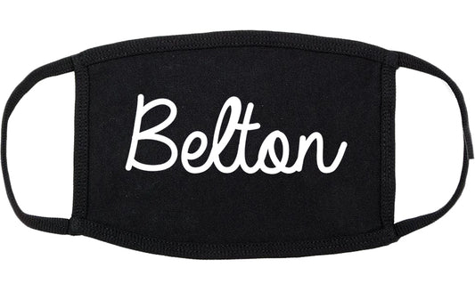 Belton Texas TX Script Cotton Face Mask Black