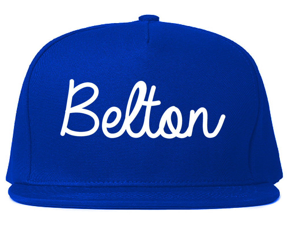 Belton Texas TX Script Mens Snapback Hat Royal Blue