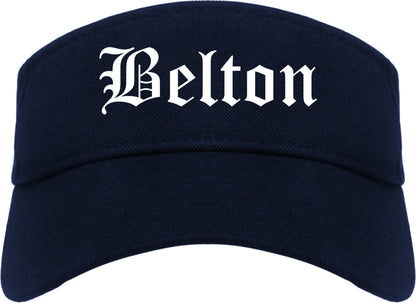 Belton Texas TX Old English Mens Visor Cap Hat Navy Blue