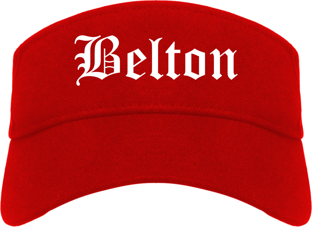 Belton Texas TX Old English Mens Visor Cap Hat Red