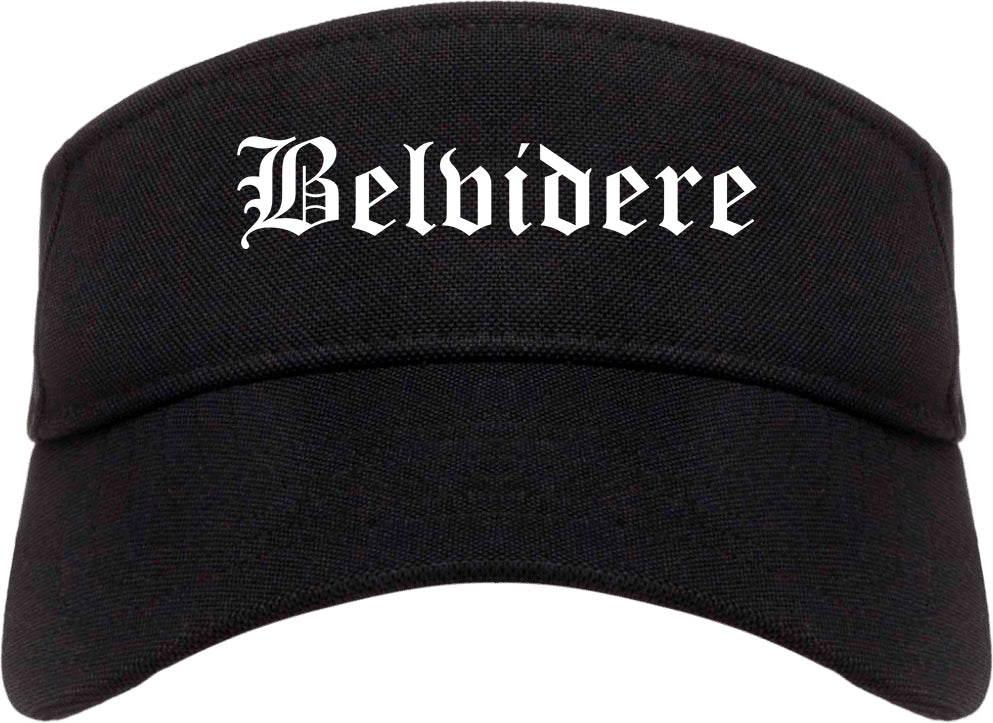 Belvidere Illinois IL Old English Mens Visor Cap Hat Black