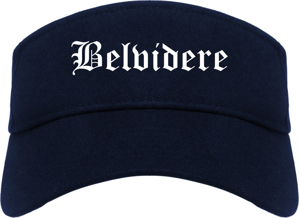 Belvidere Illinois IL Old English Mens Visor Cap Hat Navy Blue