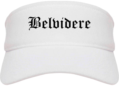 Belvidere Illinois IL Old English Mens Visor Cap Hat White