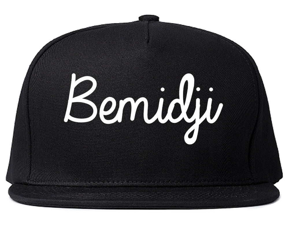 Bemidji Minnesota MN Script Mens Snapback Hat Black