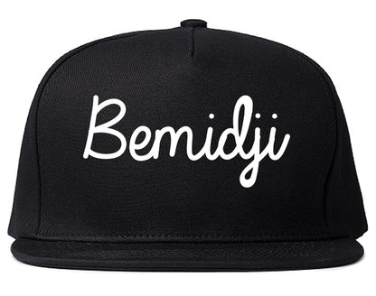 Bemidji Minnesota MN Script Mens Snapback Hat Black