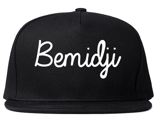 Bemidji Minnesota MN Script Mens Snapback Hat Black