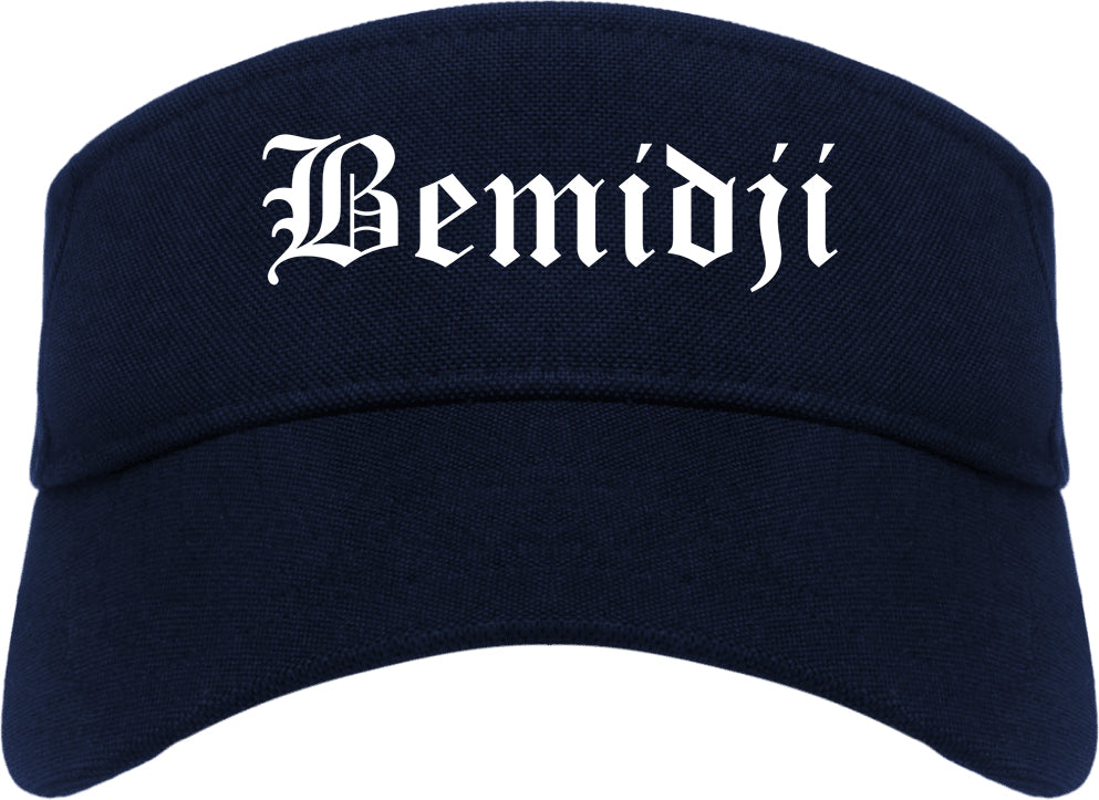 Bemidji Minnesota MN Old English Mens Visor Cap Hat Navy Blue
