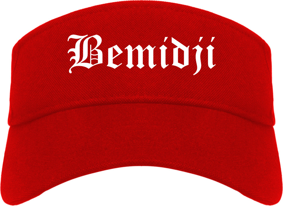 Bemidji Minnesota MN Old English Mens Visor Cap Hat Red
