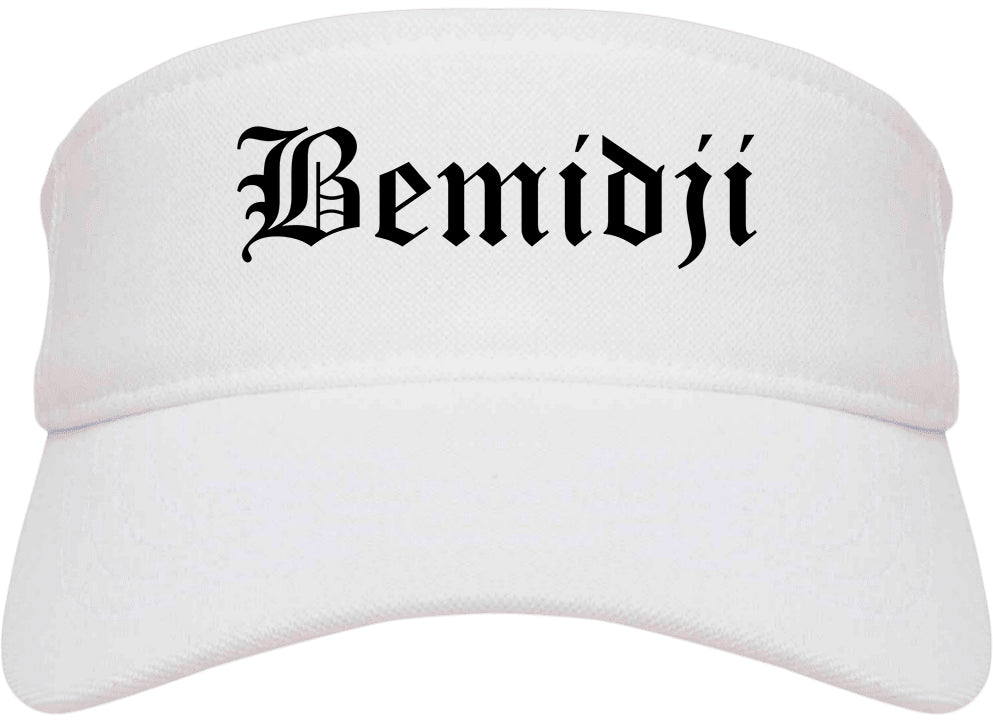 Bemidji Minnesota MN Old English Mens Visor Cap Hat White