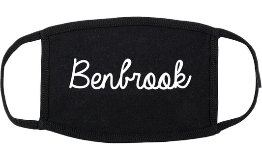 Benbrook Texas TX Script Cotton Face Mask Black