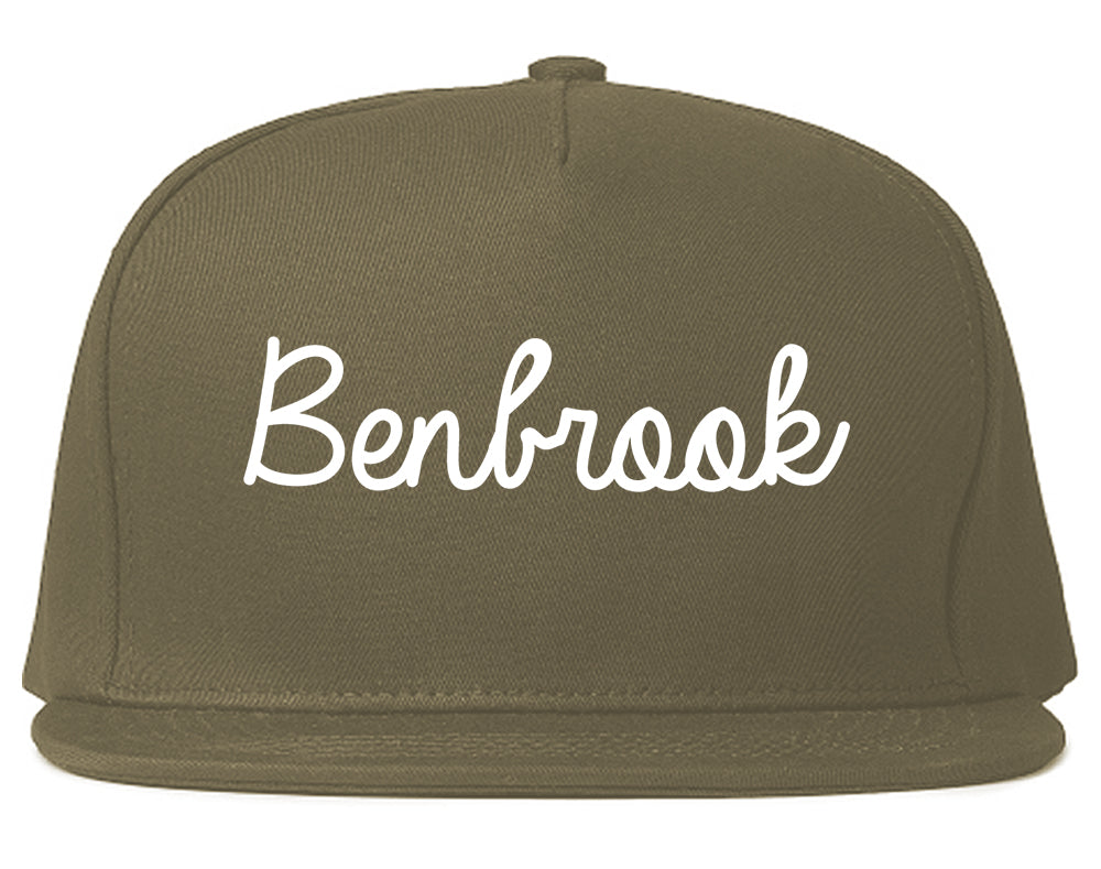 Benbrook Texas TX Script Mens Snapback Hat Grey