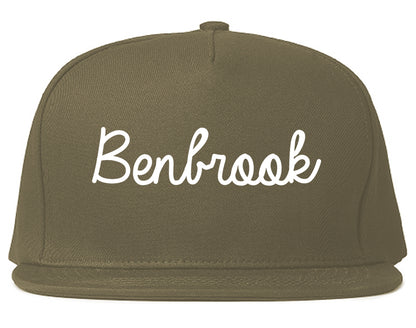Benbrook Texas TX Script Mens Snapback Hat Grey